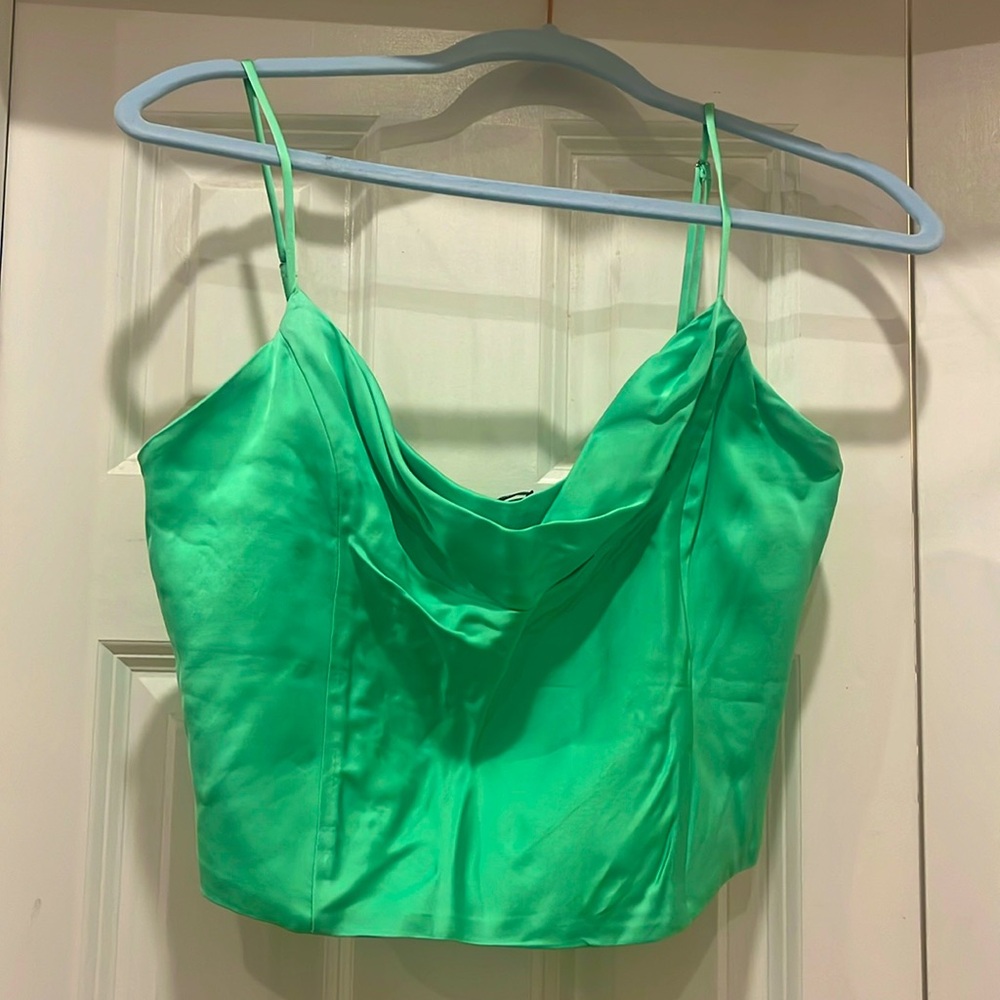 Zara Green satin corset top